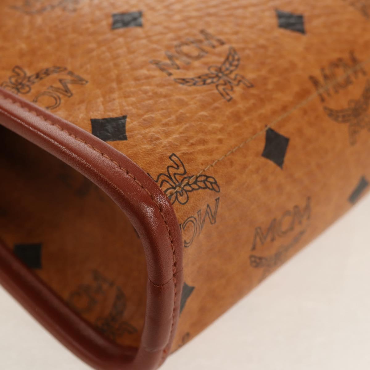 MCM Logogram Vicetos Clutch Bag PVC Leather Brown Gold Auth am9844V