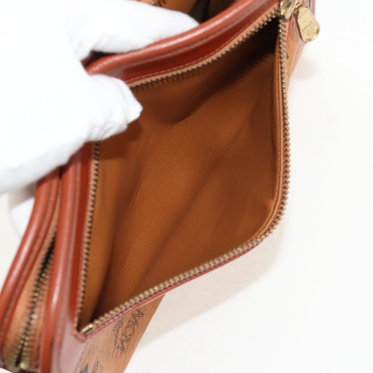 MCM Logogram Vicetos Clutch Bag PVC Leather Brown Gold Auth am9844V