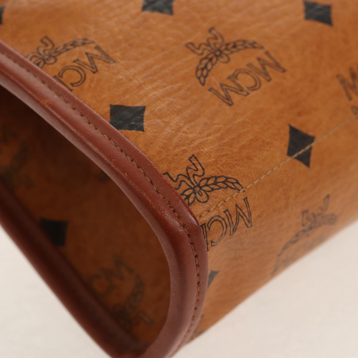 MCM Logogram Vicetos Clutch Bag PVC Leather Brown Gold Auth am9844V
