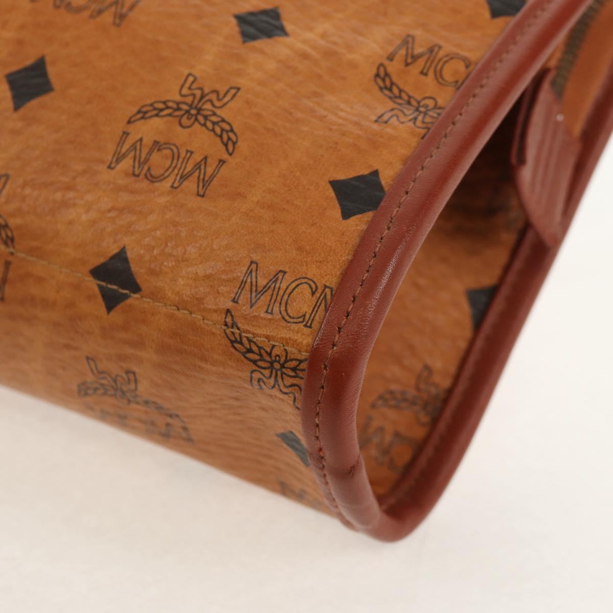 MCM Logogram Vicetos Clutch Bag PVC Leather Brown Gold Auth am9844V