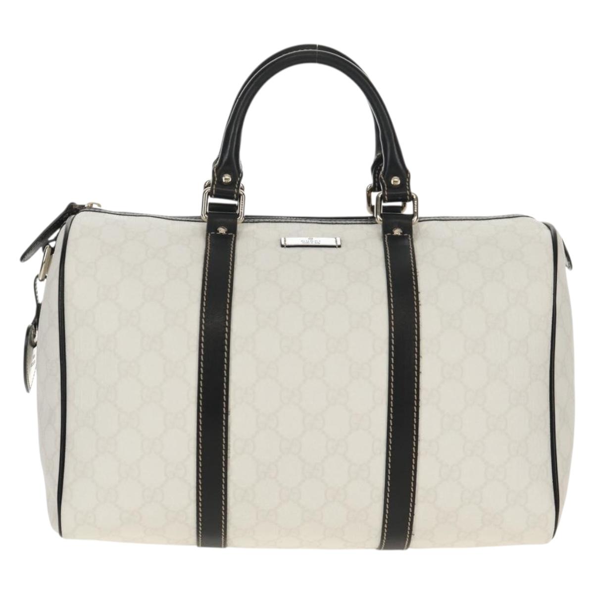 GUCCI GG Supreme Boston Bag PVC White Gold 193603 Auth am9846V