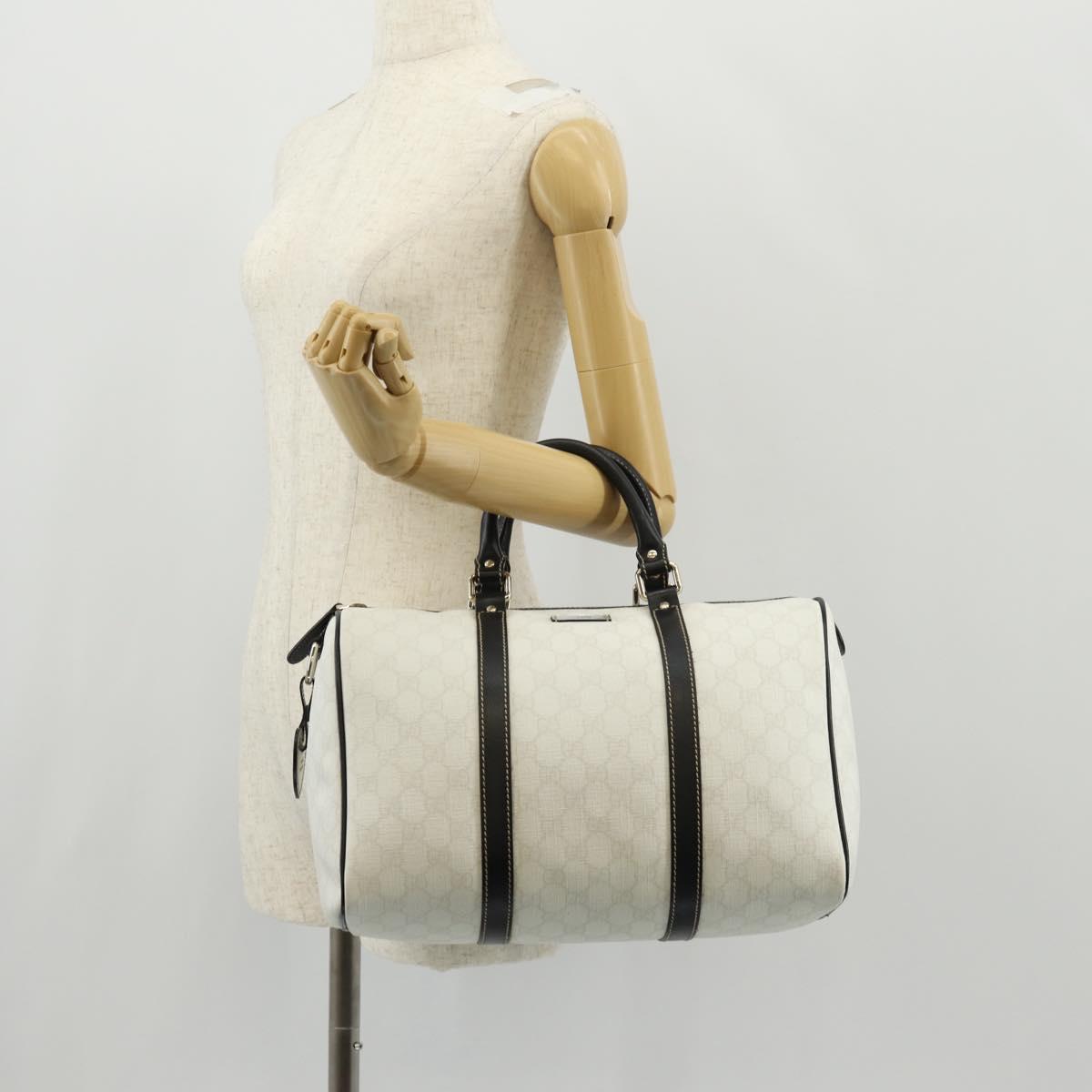 GUCCI GG Supreme Boston Bag PVC White Gold 193603 Auth am9846V