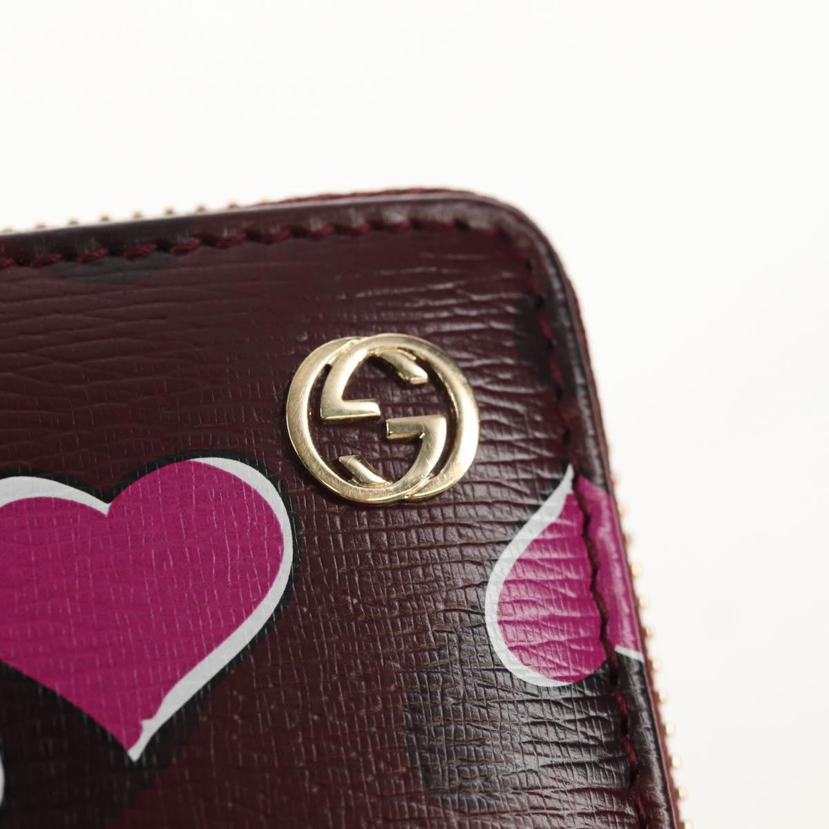 GUCCI Heart Long Wallet Leather Purple Auth am9847V