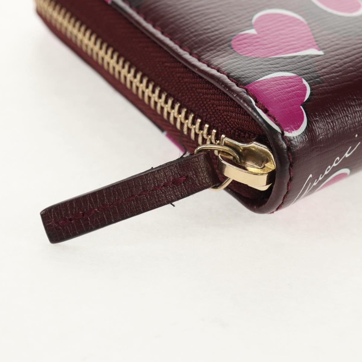 GUCCI Heart Long Wallet Leather Purple Auth am9847V