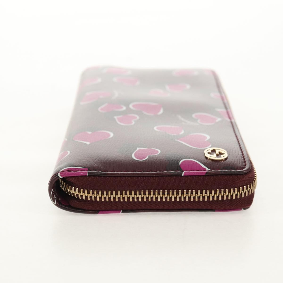 GUCCI Heart Long Wallet Leather Purple Auth am9847V