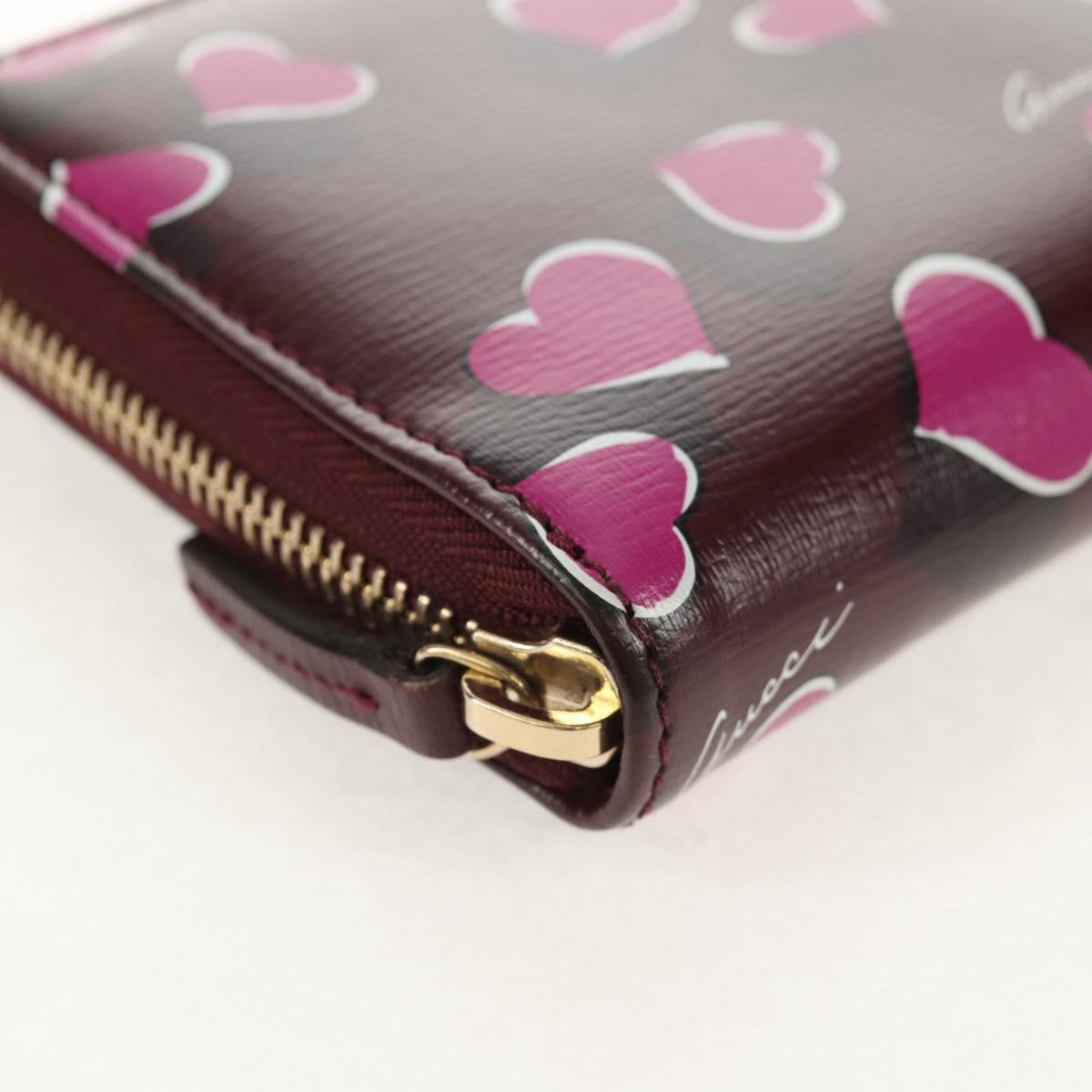 GUCCI Heart Long Wallet Leather Purple Auth am9847V