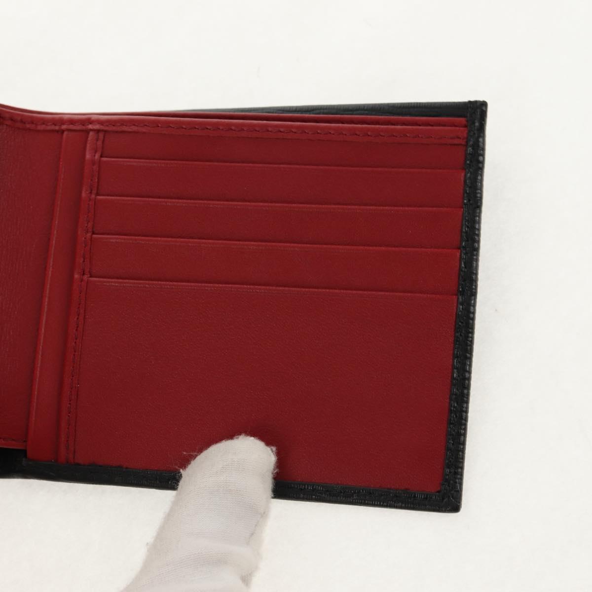 Salvatore Ferragamo Gancini Compact Wallet Leather Black Silver Auth am9850V