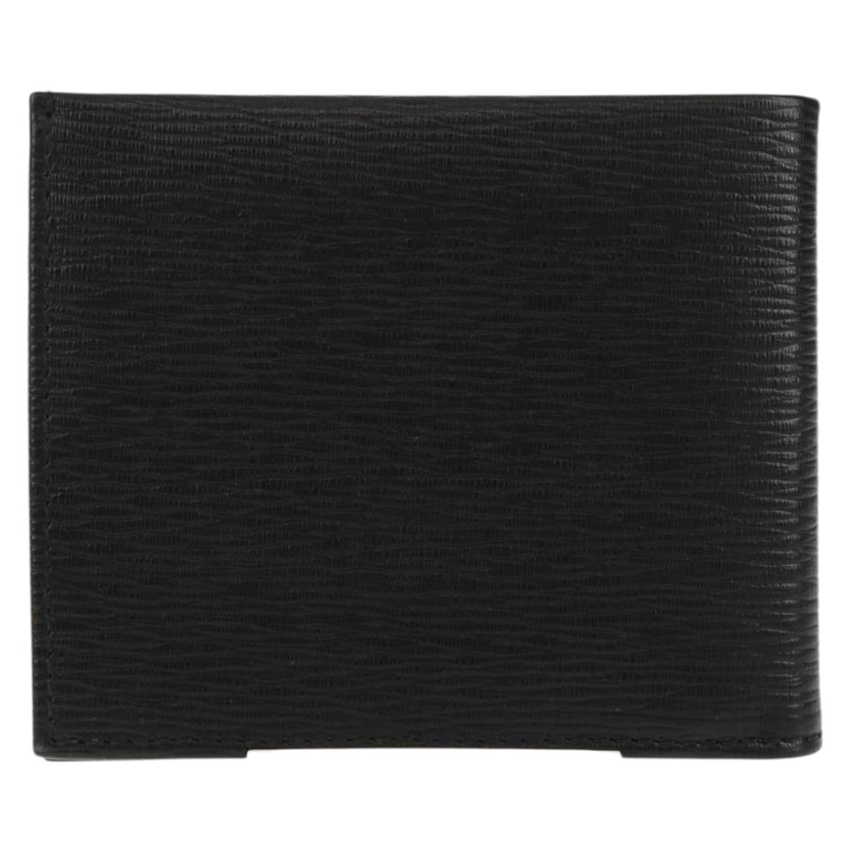 Salvatore Ferragamo Gancini Compact Wallet Leather Black Silver Auth am9850V