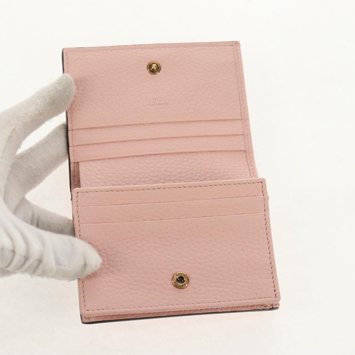 GUCCI Animalie Compact Wallet Leather Pink Gold 498096 Auth am9852V