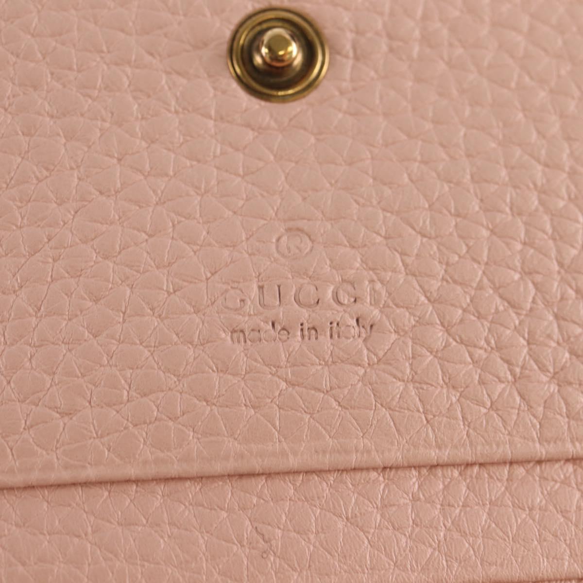 GUCCI Animalie Compact Wallet Leather Pink Gold 498096 Auth am9852V