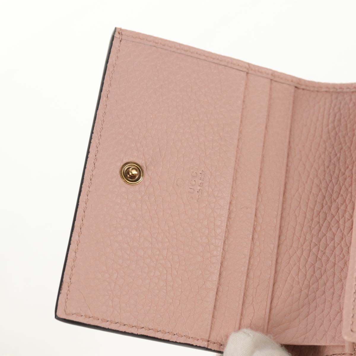 GUCCI Animalie Compact Wallet Leather Pink Gold 498096 Auth am9852V