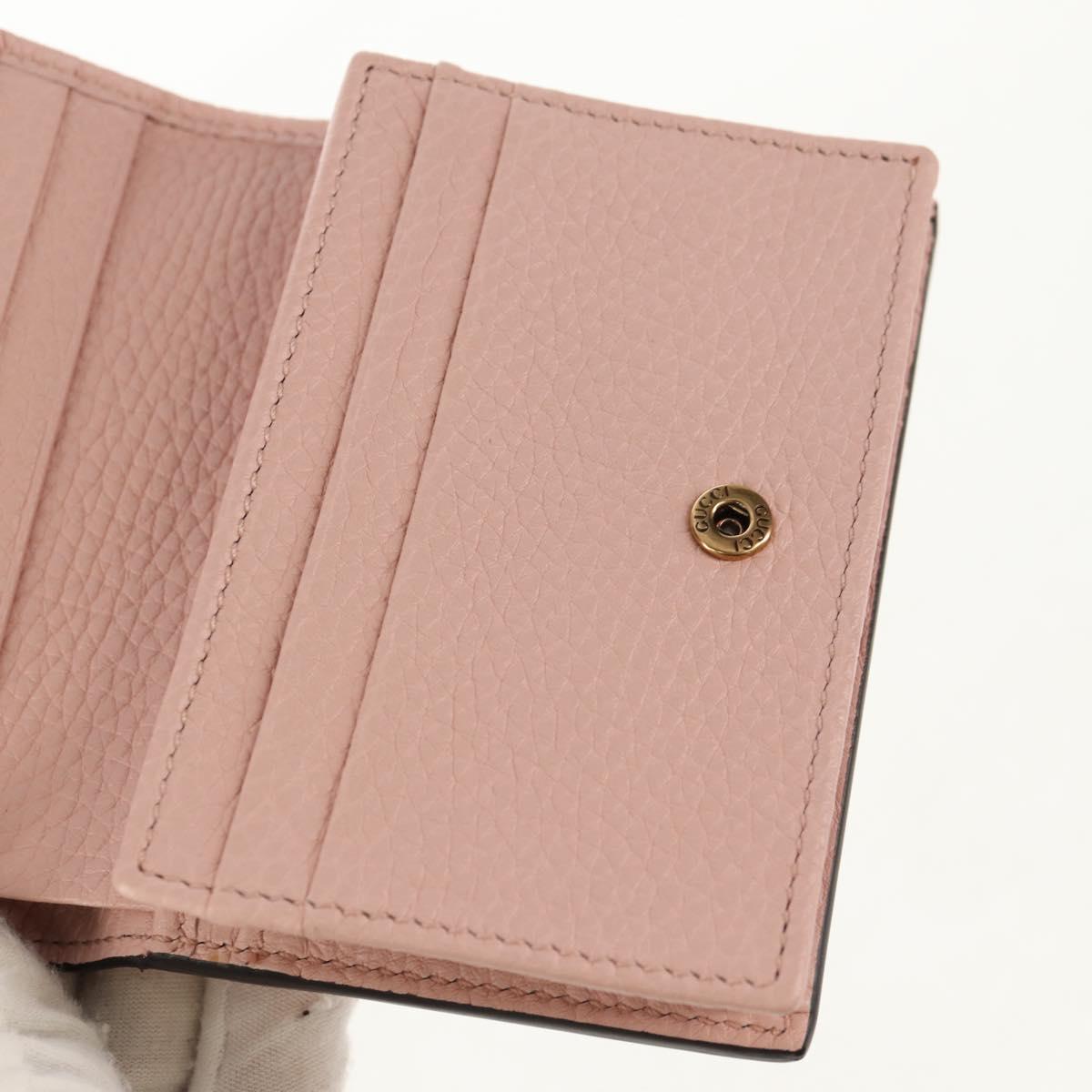 GUCCI Animalie Compact Wallet Leather Pink Gold 498096 Auth am9852V