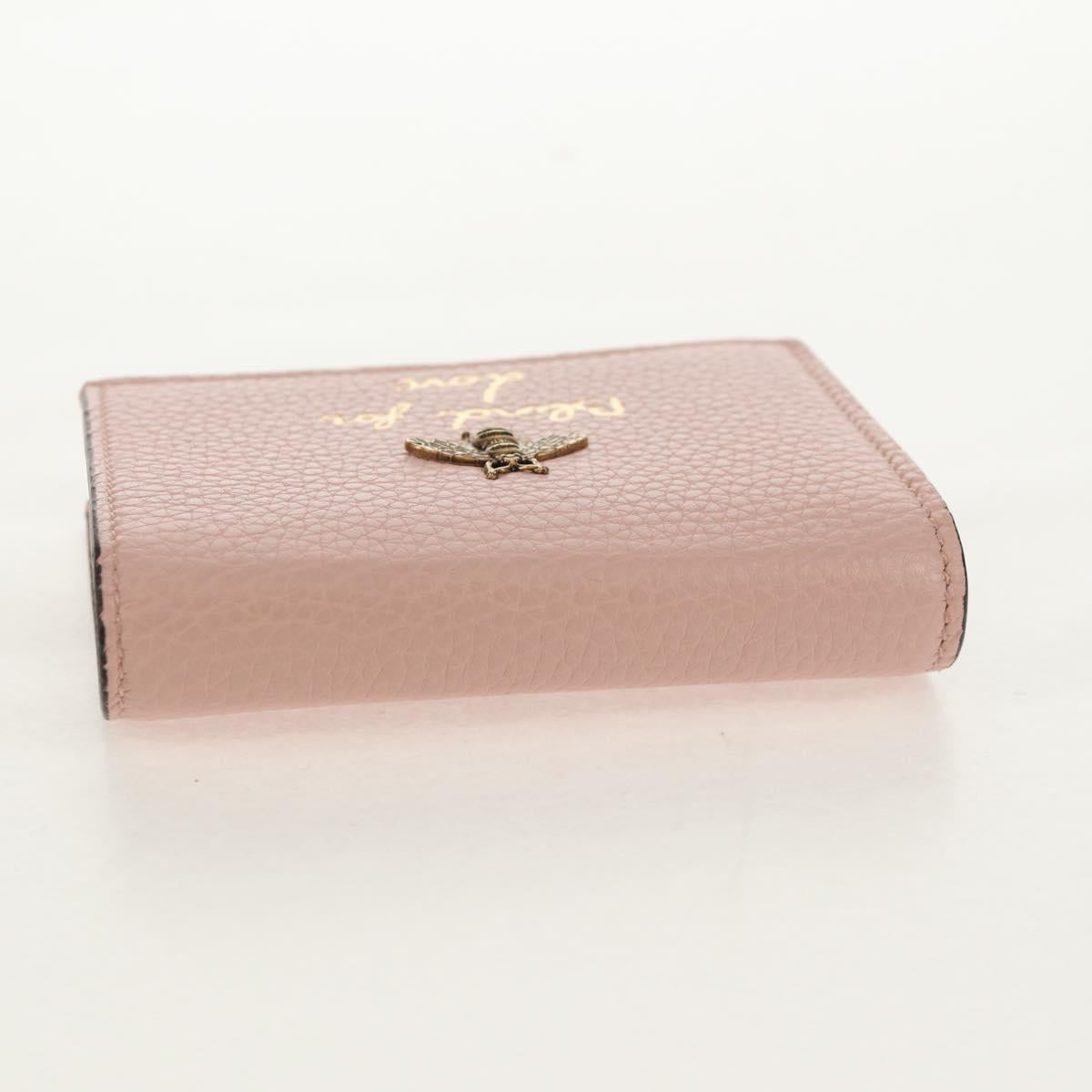 GUCCI Animalie Compact Wallet Leather Pink Gold 498096 Auth am9852V