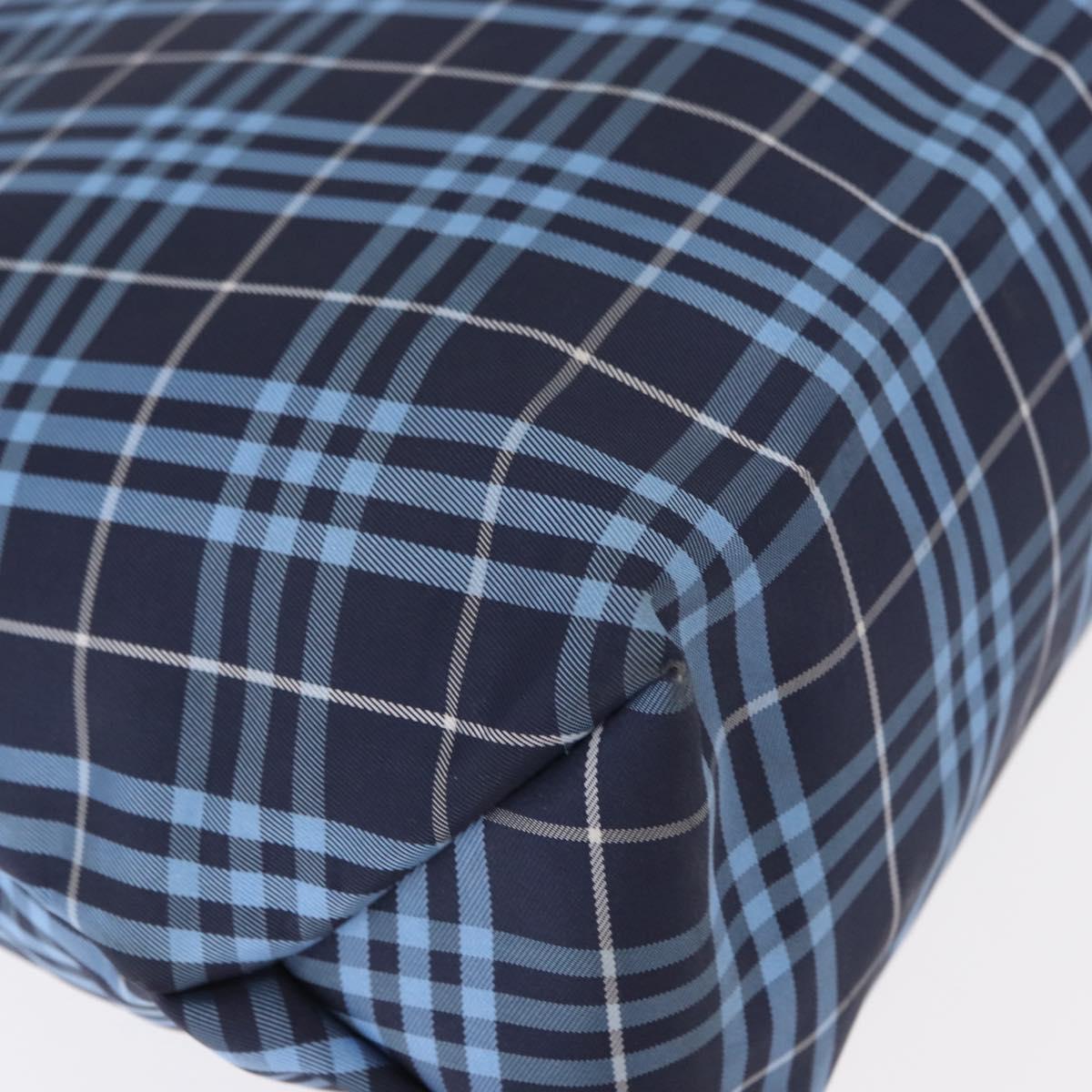 BURBERRY Nova Check Tote Bag Nylon Blue Silver Auth am9857