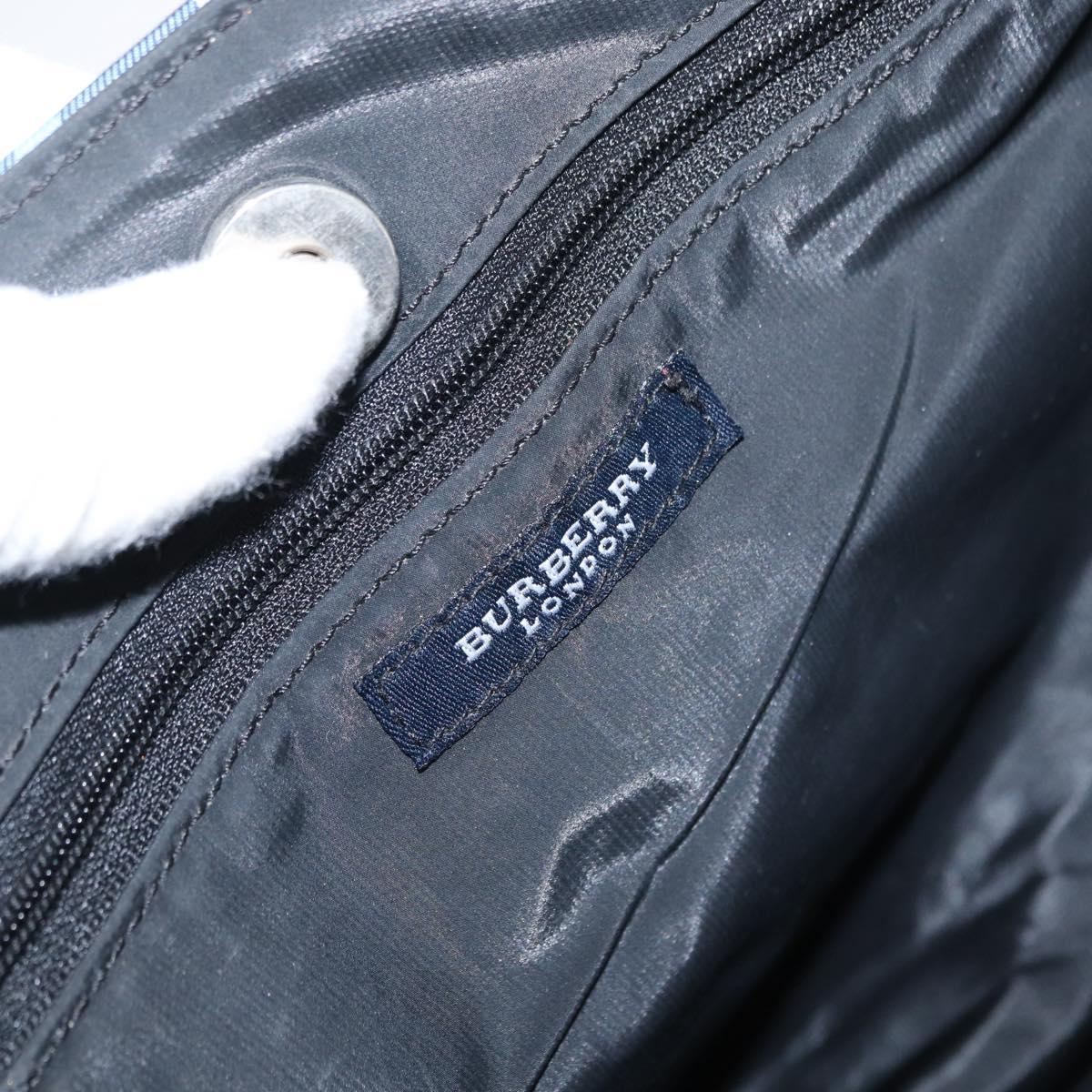 BURBERRY Nova Check Tote Bag Nylon Blue Silver Auth am9857