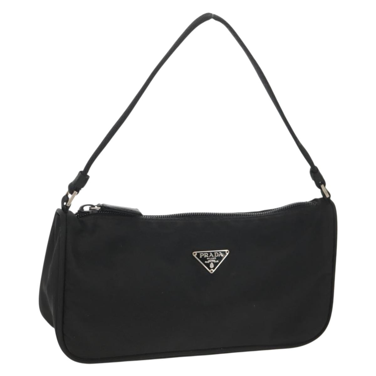 PRADA Accessory Pouch Nylon Black Silver Auth am9858V