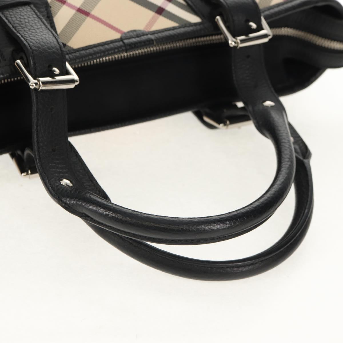 BURBERRY Nova Check Hand Bag Nylon Beige Silver Auth am9859V