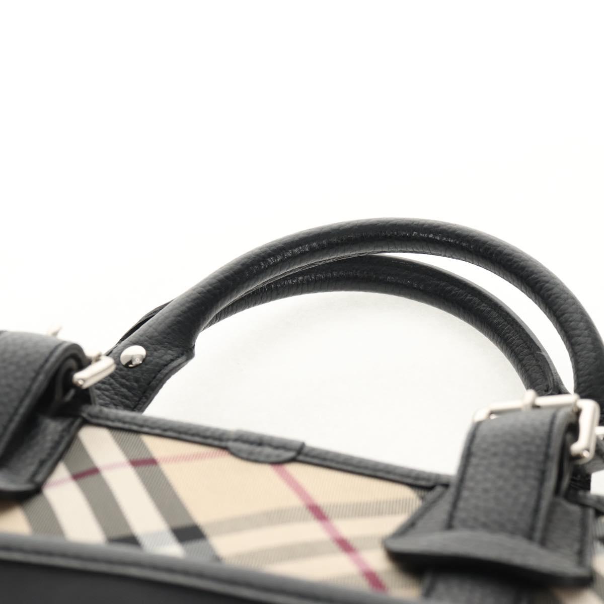 BURBERRY Nova Check Hand Bag Nylon Beige Silver Auth am9859V