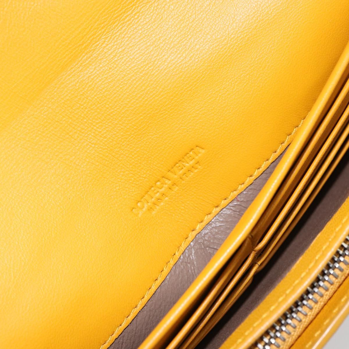 BOTTEGA VENETA INTRECCIATO Long Wallet Leather Yellow Auth am9863