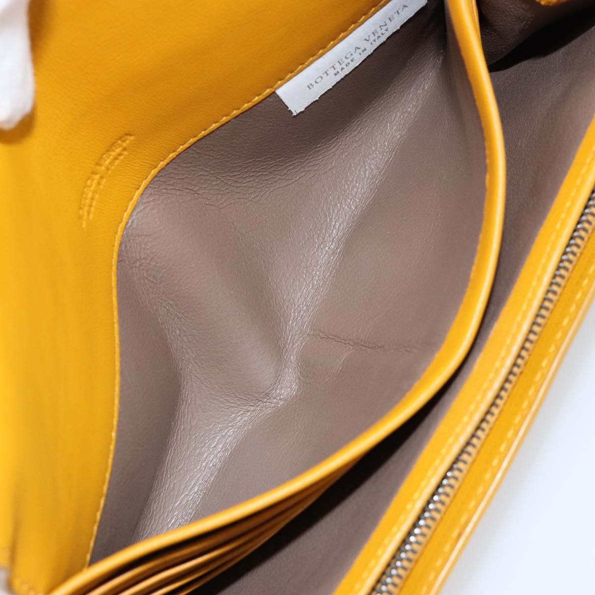 BOTTEGA VENETA INTRECCIATO Long Wallet Leather Yellow Auth am9863