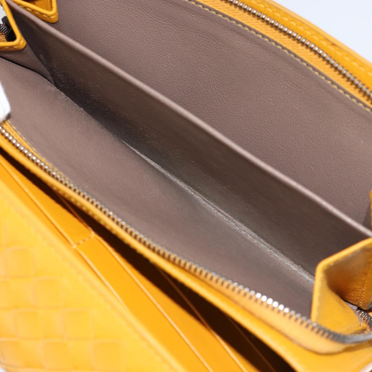 BOTTEGA VENETA INTRECCIATO Long Wallet Leather Yellow Auth am9863
