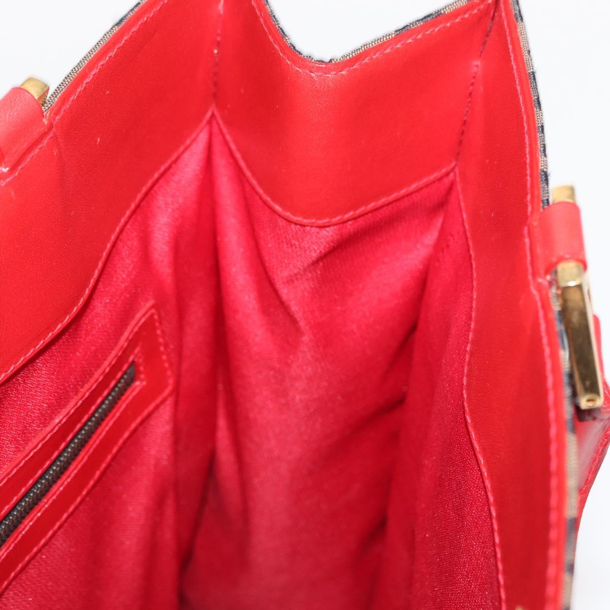 FENDI Tote Bag Canvas Brown Gold Auth am9867