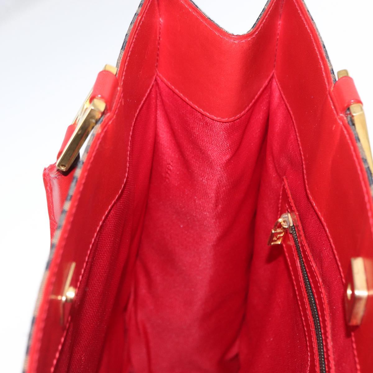 FENDI Tote Bag Canvas Brown Gold Auth am9867