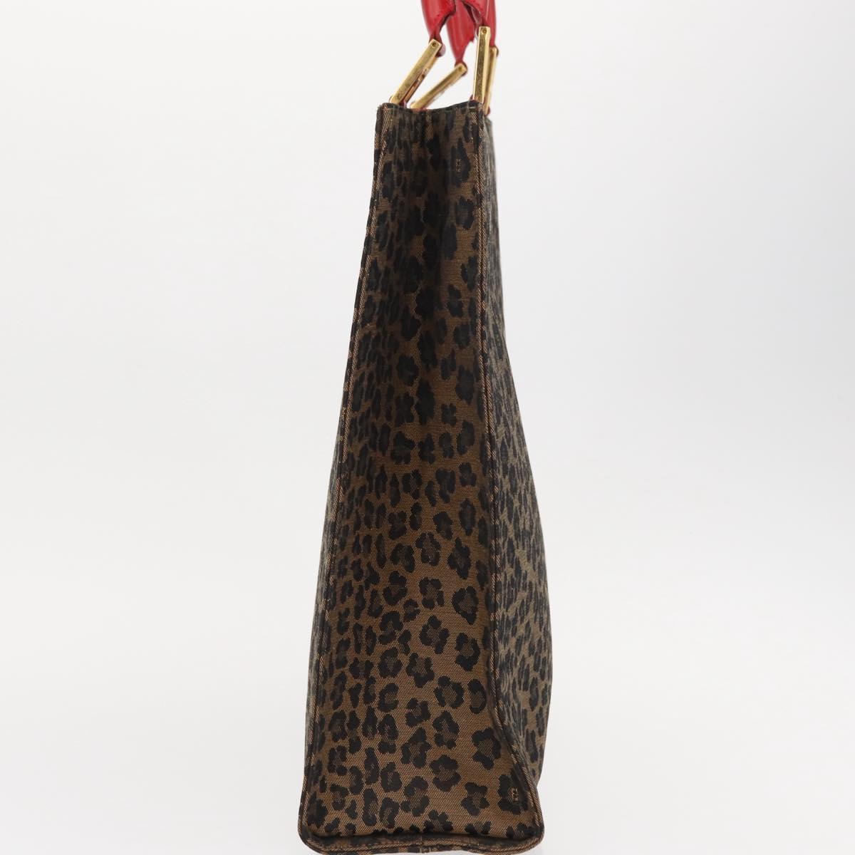 FENDI Tote Bag Canvas Brown Gold Auth am9867