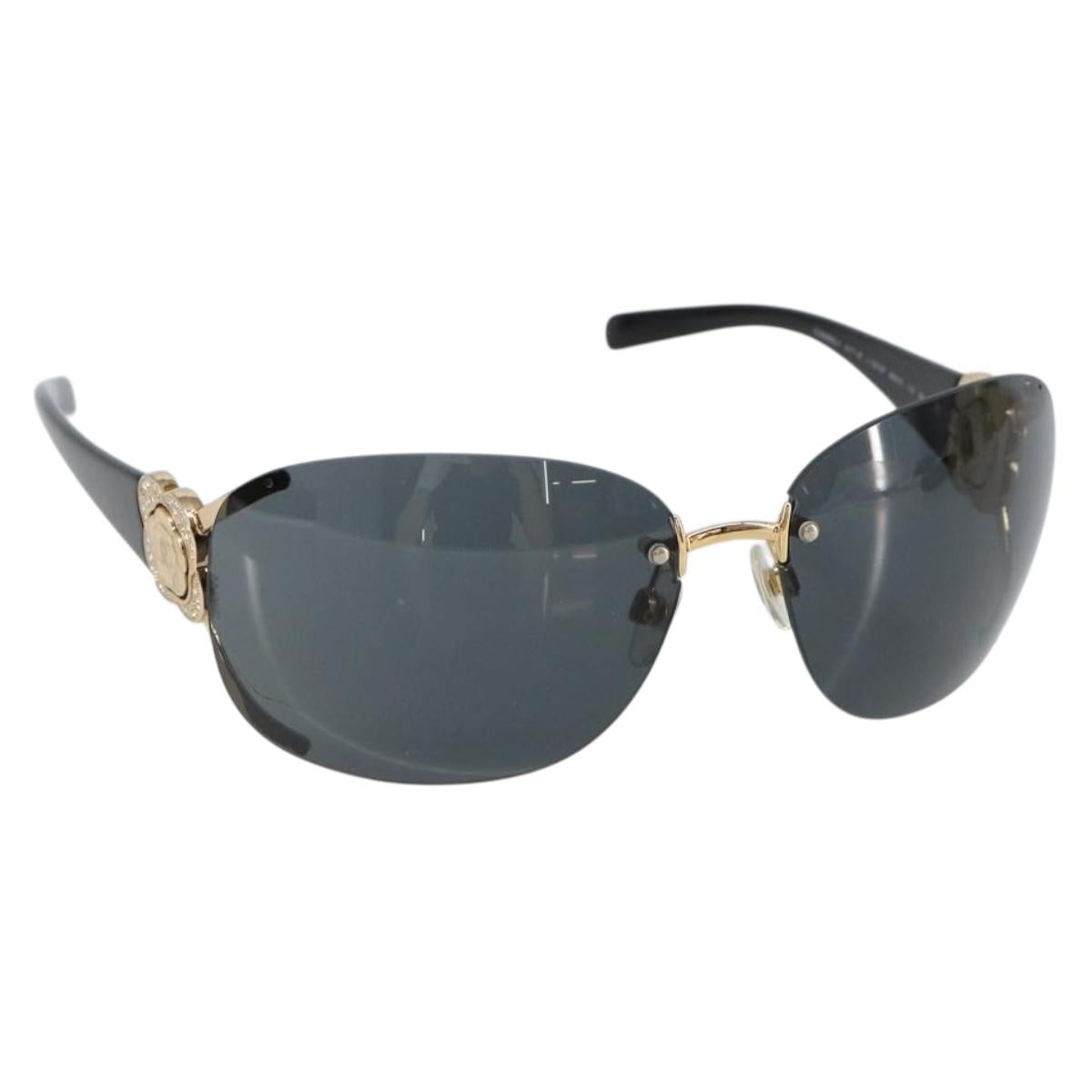 CHANEL Sunglasses plastic Black CC Auth am9868