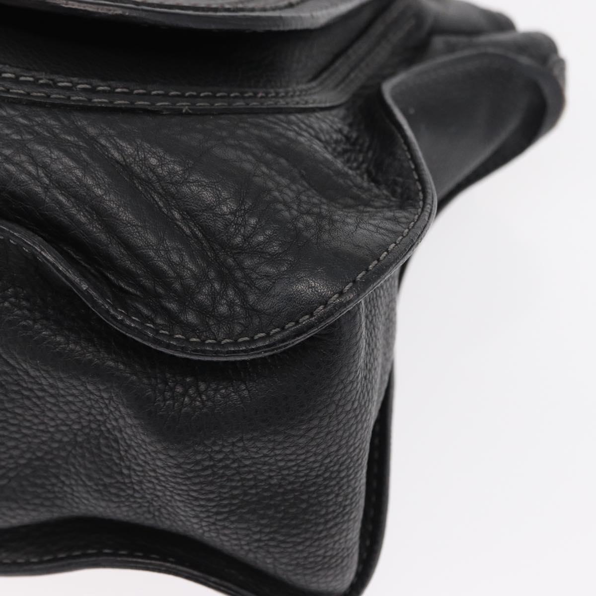 Chloe Marcie Hand Bag Leather Black Gold Auth am9872