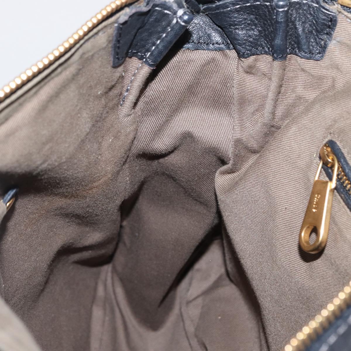 Chloe Marcie Hand Bag Leather Black Gold Auth am9872