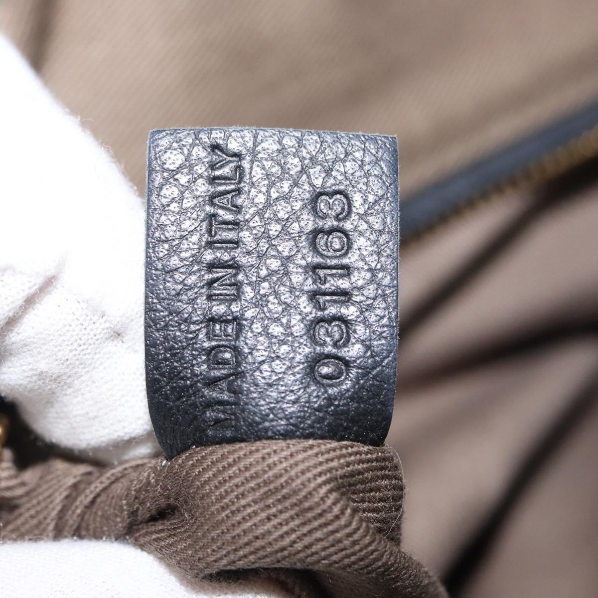 Chloe Marcie Hand Bag Leather Black Gold Auth am9872