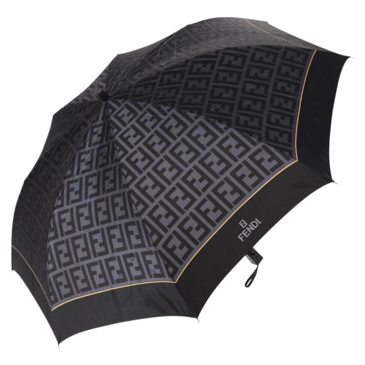 FENDI Zucca Canvas Folding Umbrella Navy Auth am9873