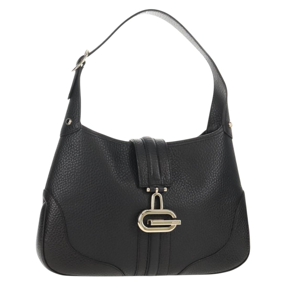 GUCCI Shoulder Bag Leather Black Silver 130779 Auth am9875V