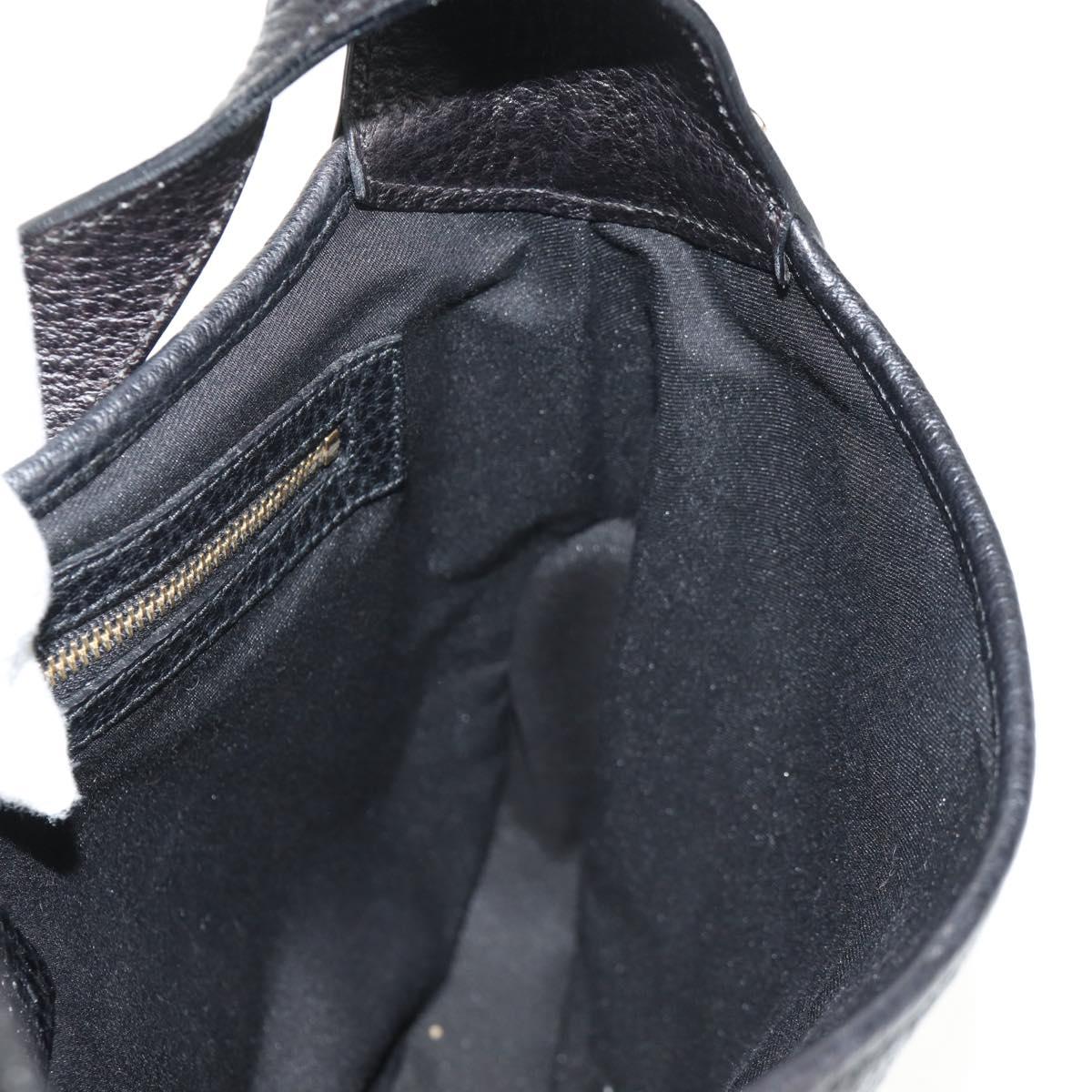 GUCCI Shoulder Bag Leather Black Silver 130779 Auth am9875V