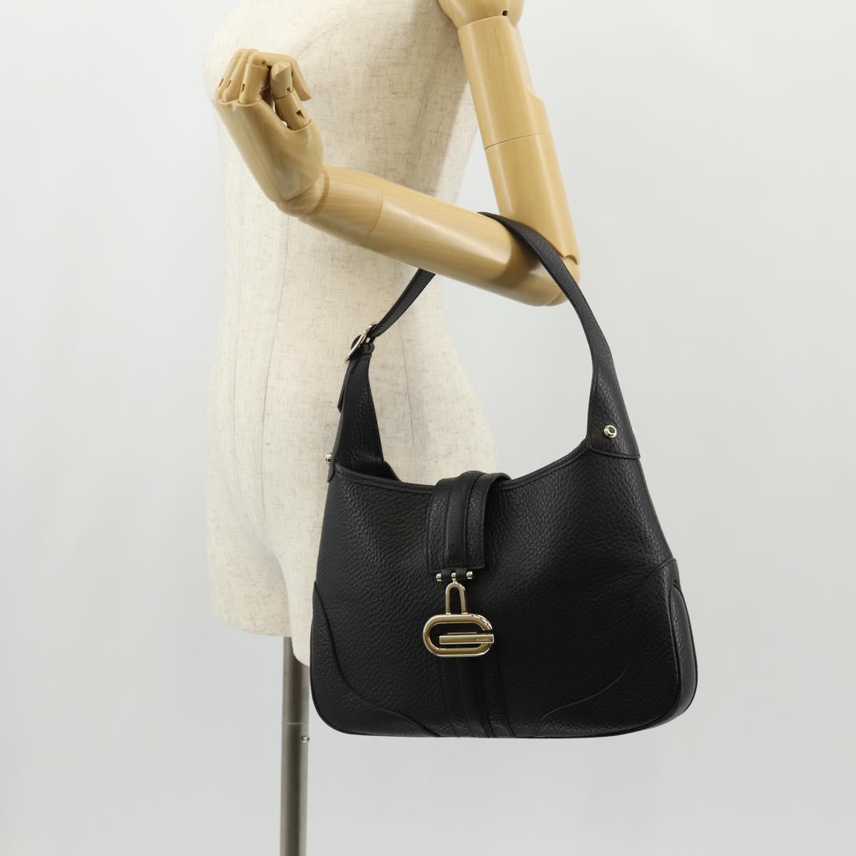 GUCCI Shoulder Bag Leather Black Silver 130779 Auth am9875V