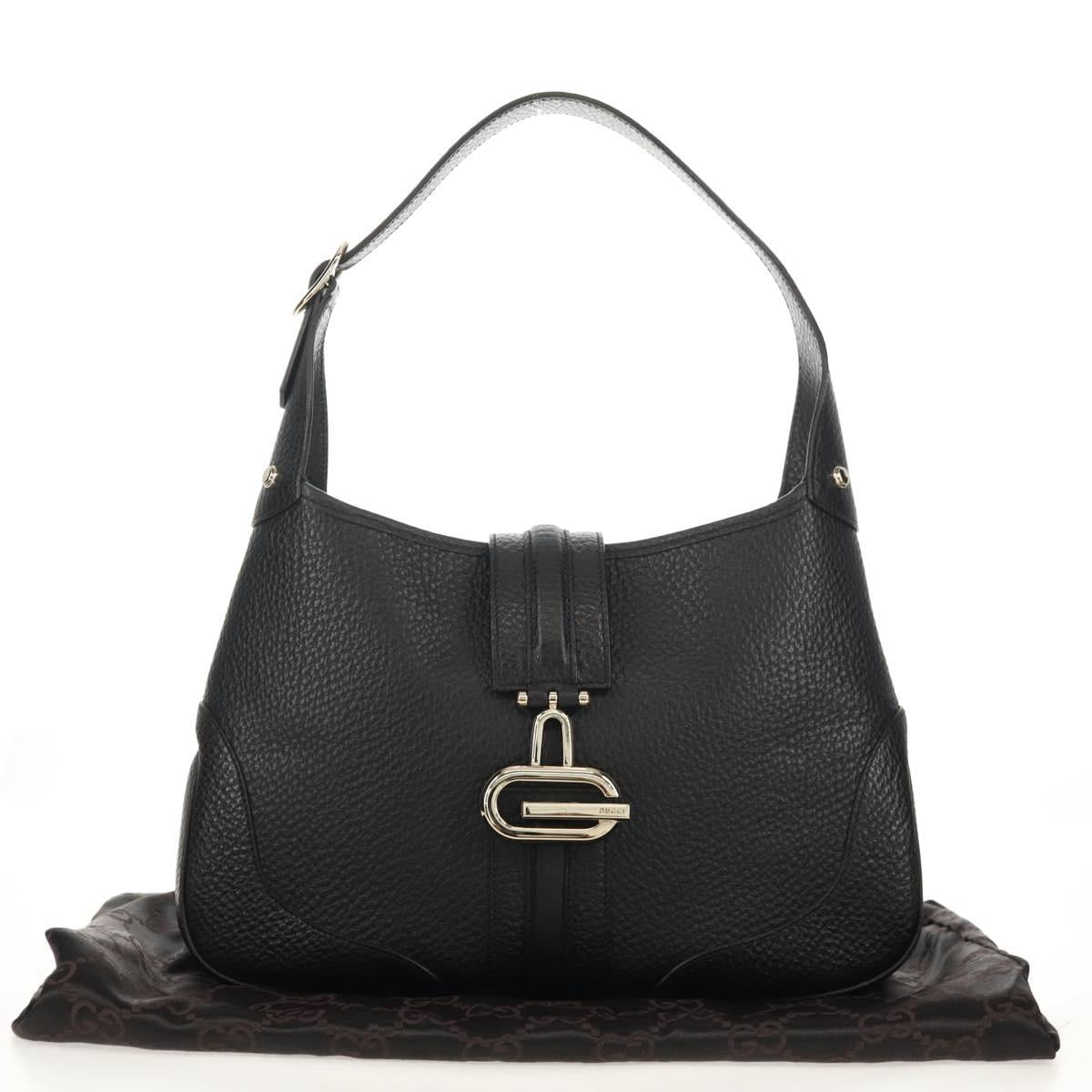 GUCCI Shoulder Bag Leather Black Silver 130779 Auth am9875V