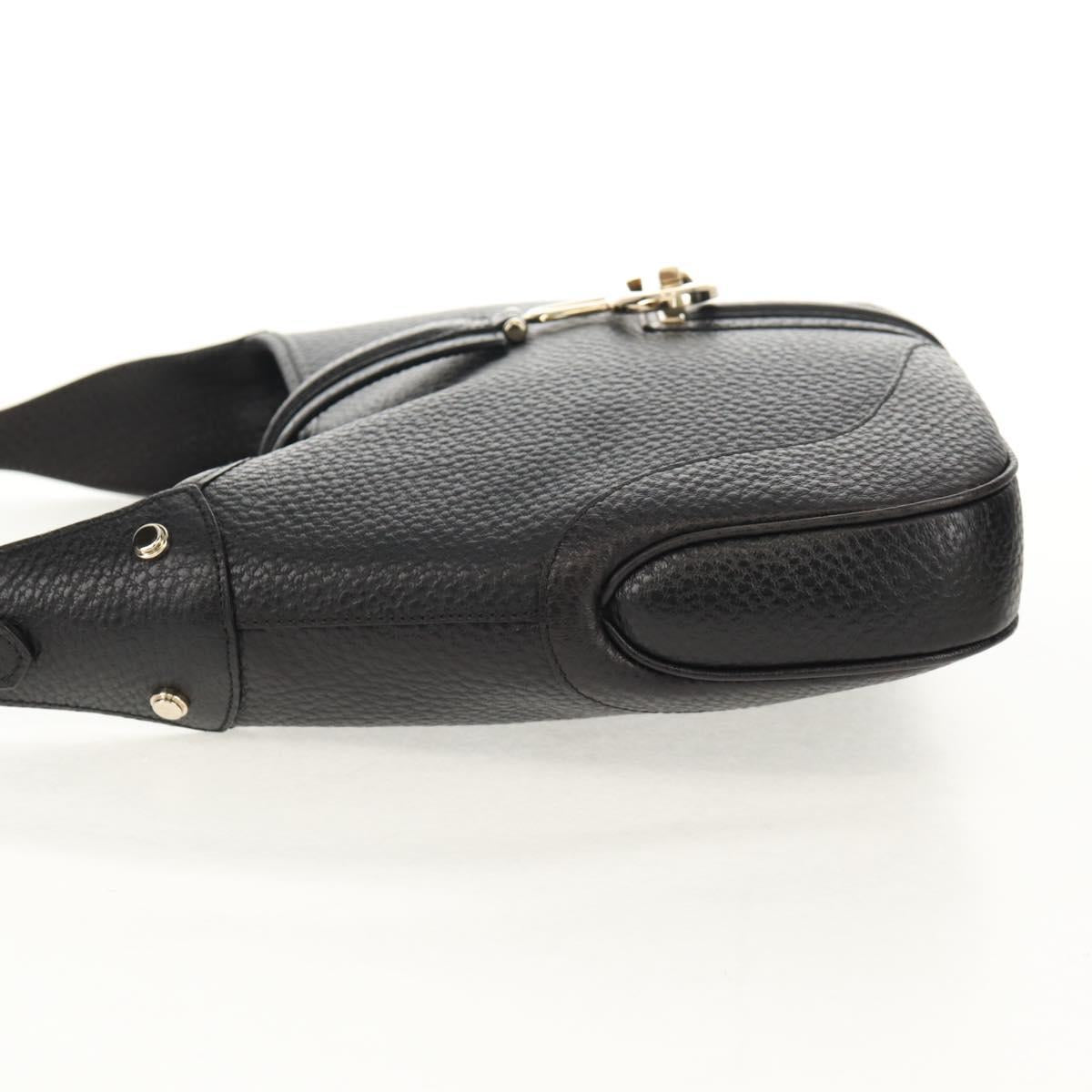 GUCCI Shoulder Bag Leather Black Silver 130779 Auth am9875V