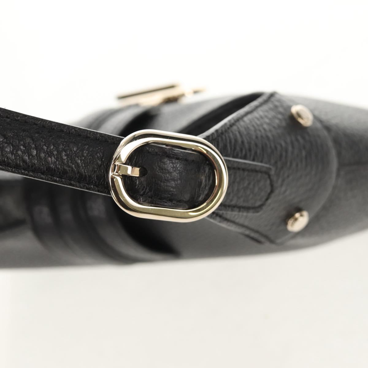 GUCCI Shoulder Bag Leather Black Silver 130779 Auth am9875V