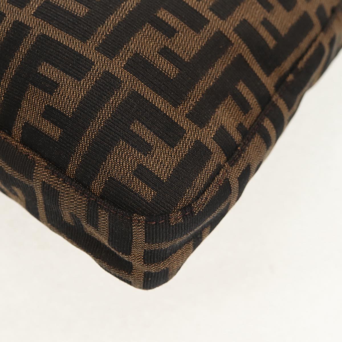 FENDI Zucca Canvas Mamma Baguette Shoulder Bag Black Brown Auth am9876V