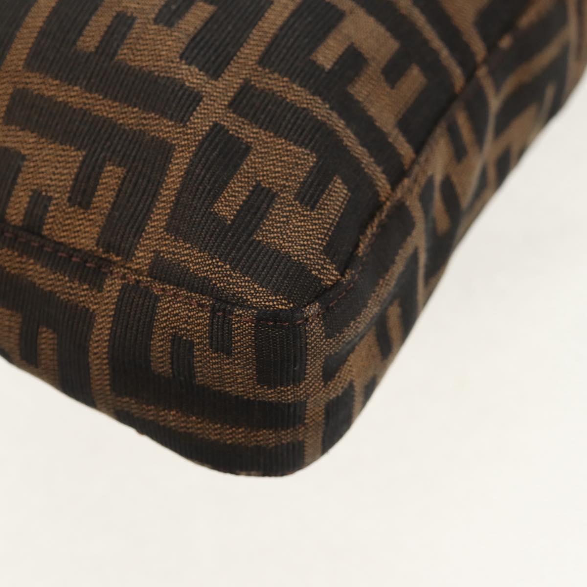 FENDI Zucca Canvas Mamma Baguette Shoulder Bag Black Brown Auth am9876V