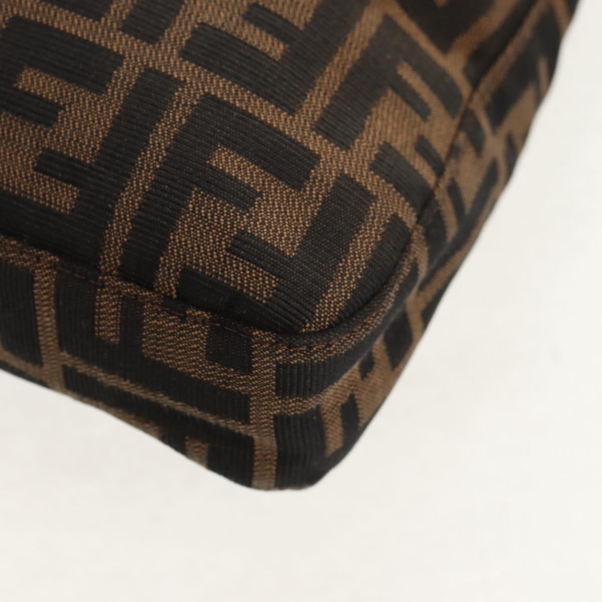 FENDI Zucca Canvas Mamma Baguette Shoulder Bag Black Brown Auth am9876V