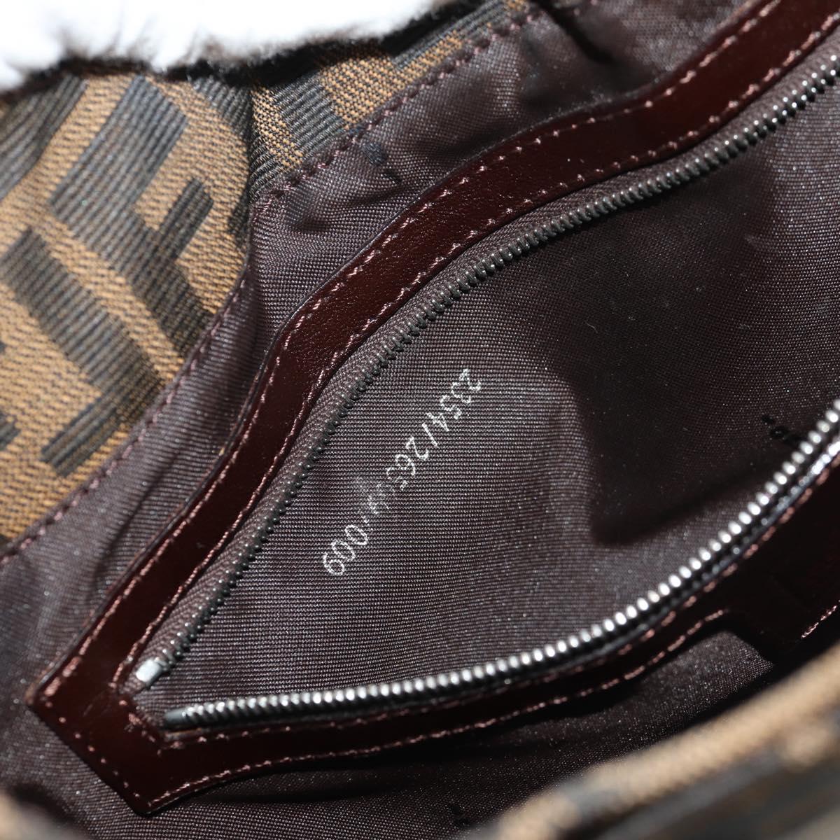 FENDI Zucca Canvas Mamma Baguette Shoulder Bag Black Brown Auth am9876V