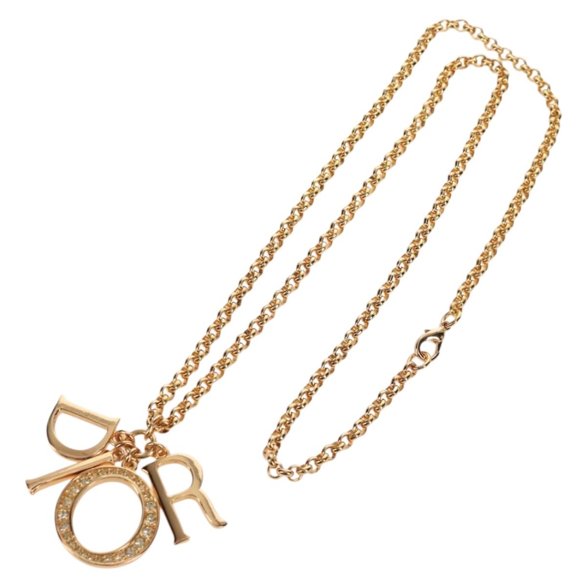 Christian Dior Necklace metal Gold Auth am9882V