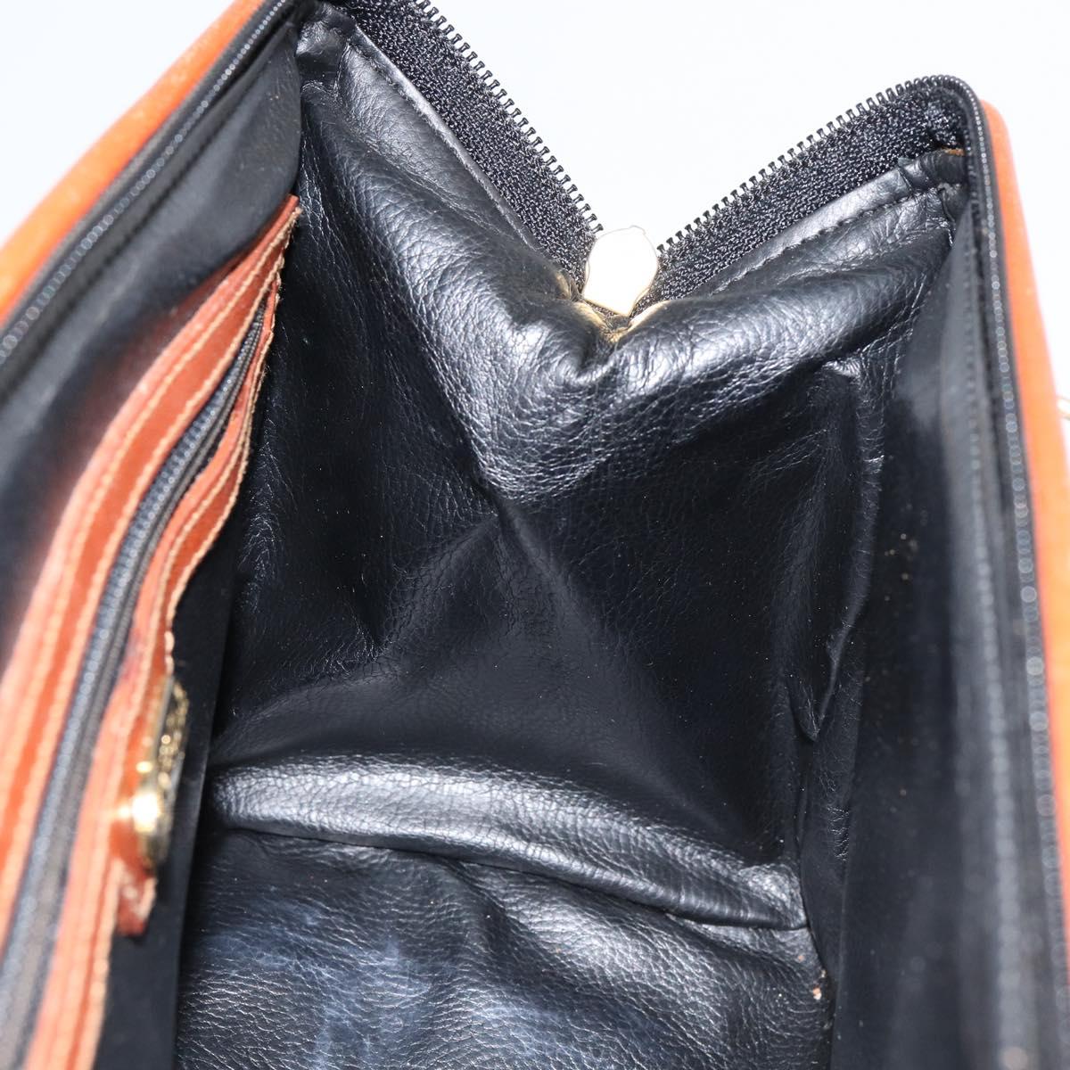 FENDI Pecan Canvas Mini Boston Bag PVC 2way Black Brown gold Auth am9884