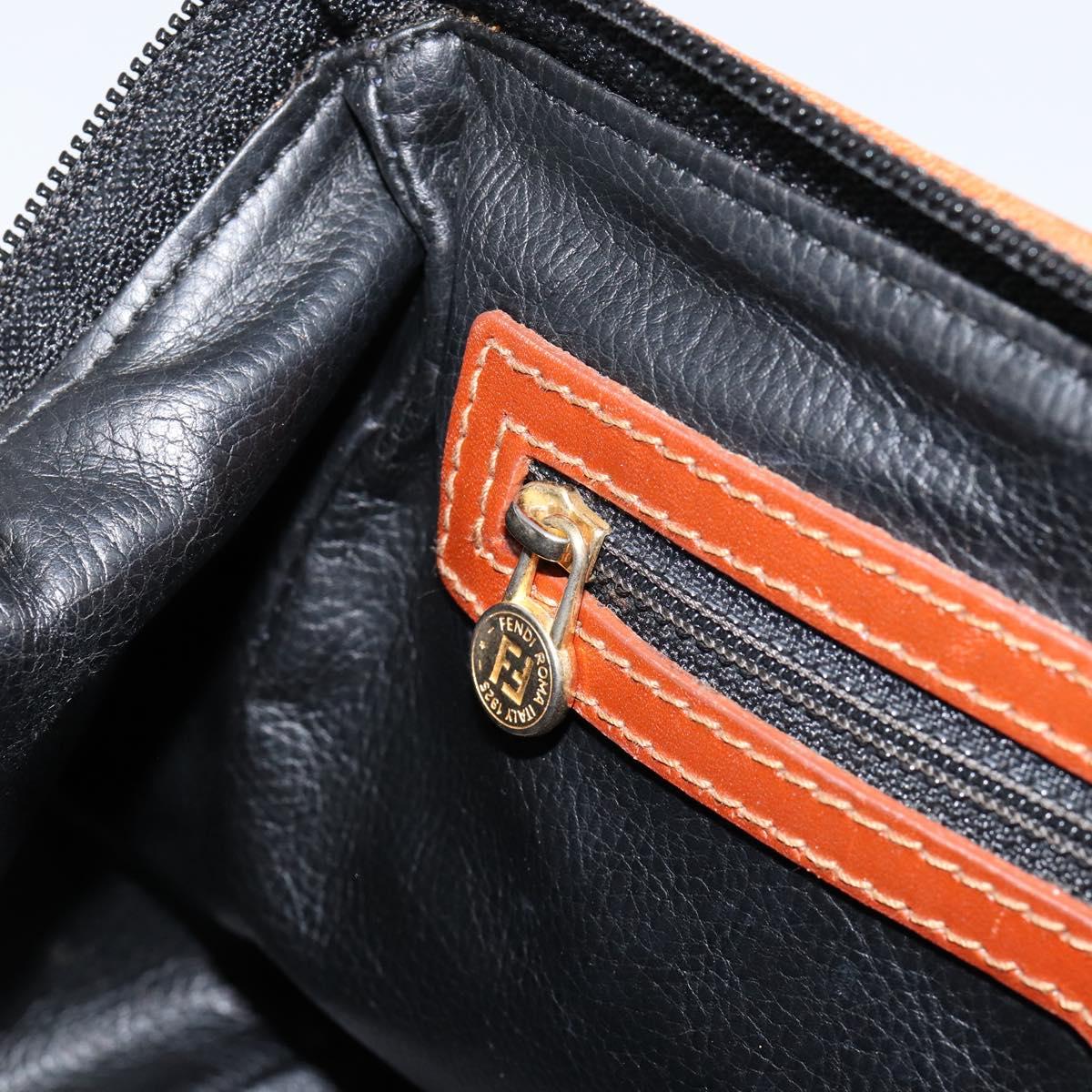 FENDI Pecan Canvas Mini Boston Bag PVC 2way Black Brown gold Auth am9884