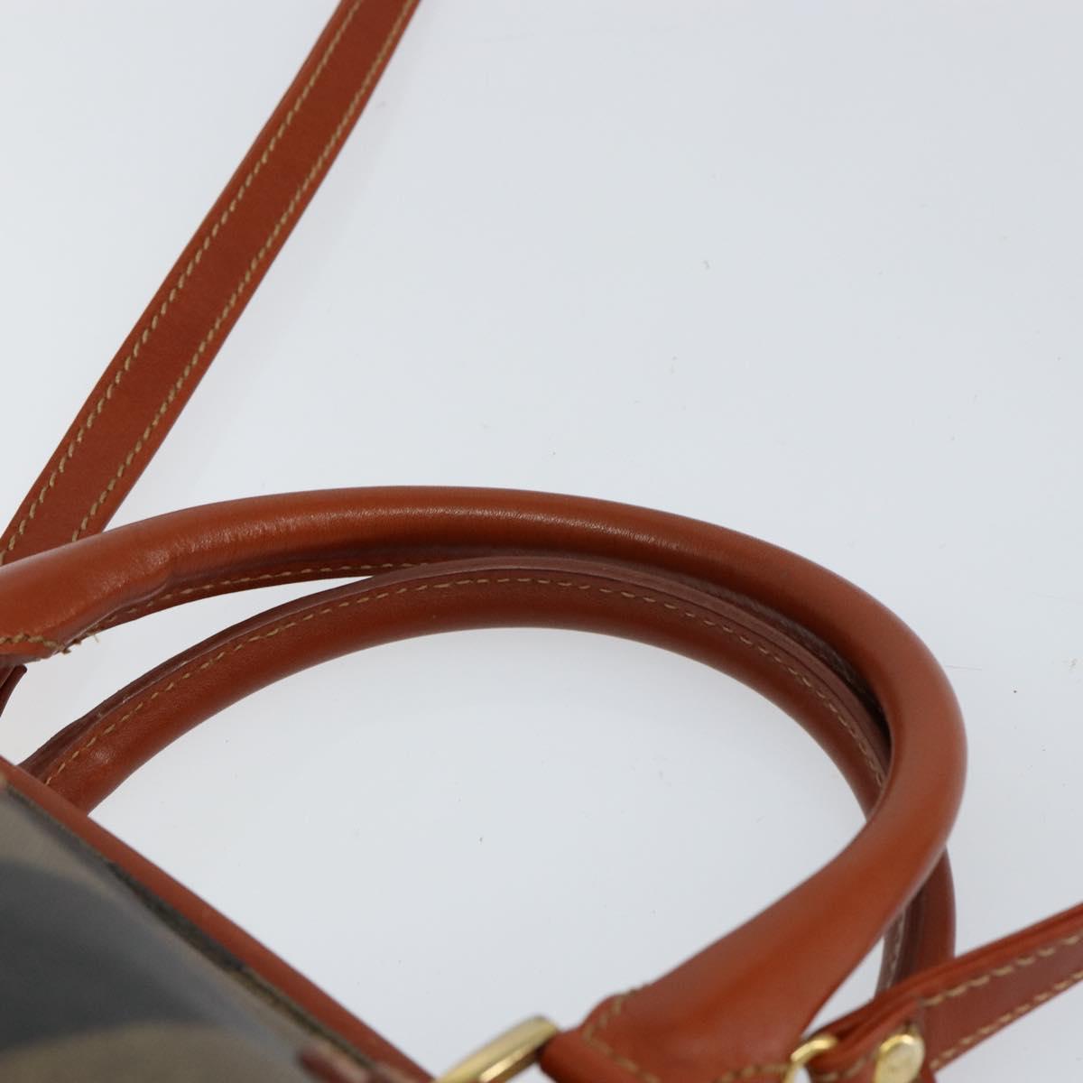 FENDI Pecan Canvas Mini Boston Bag PVC 2way Black Brown gold Auth am9884