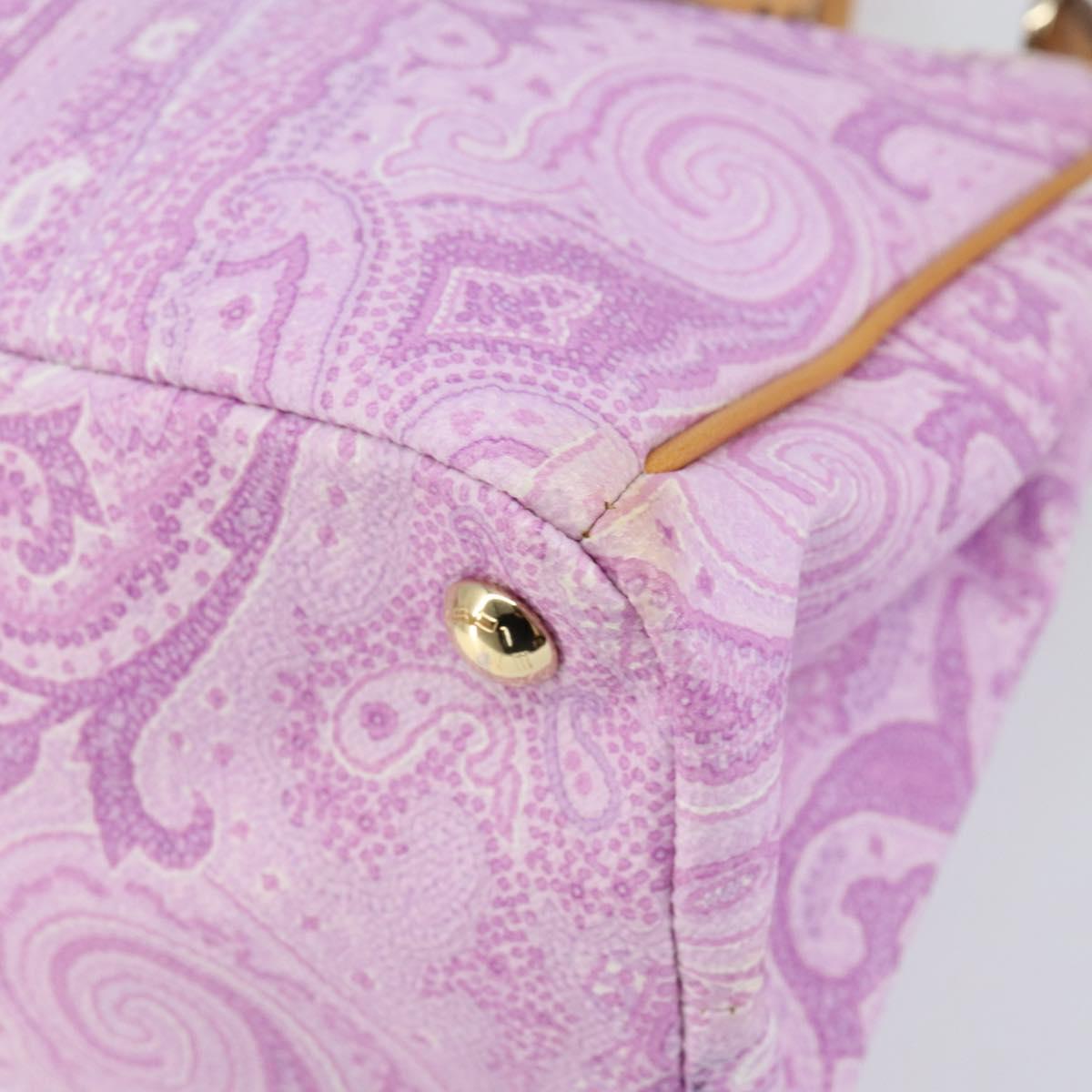 ETRO Paisley Hand Bag PVC Leather 2way Pink Gold Auth am9887