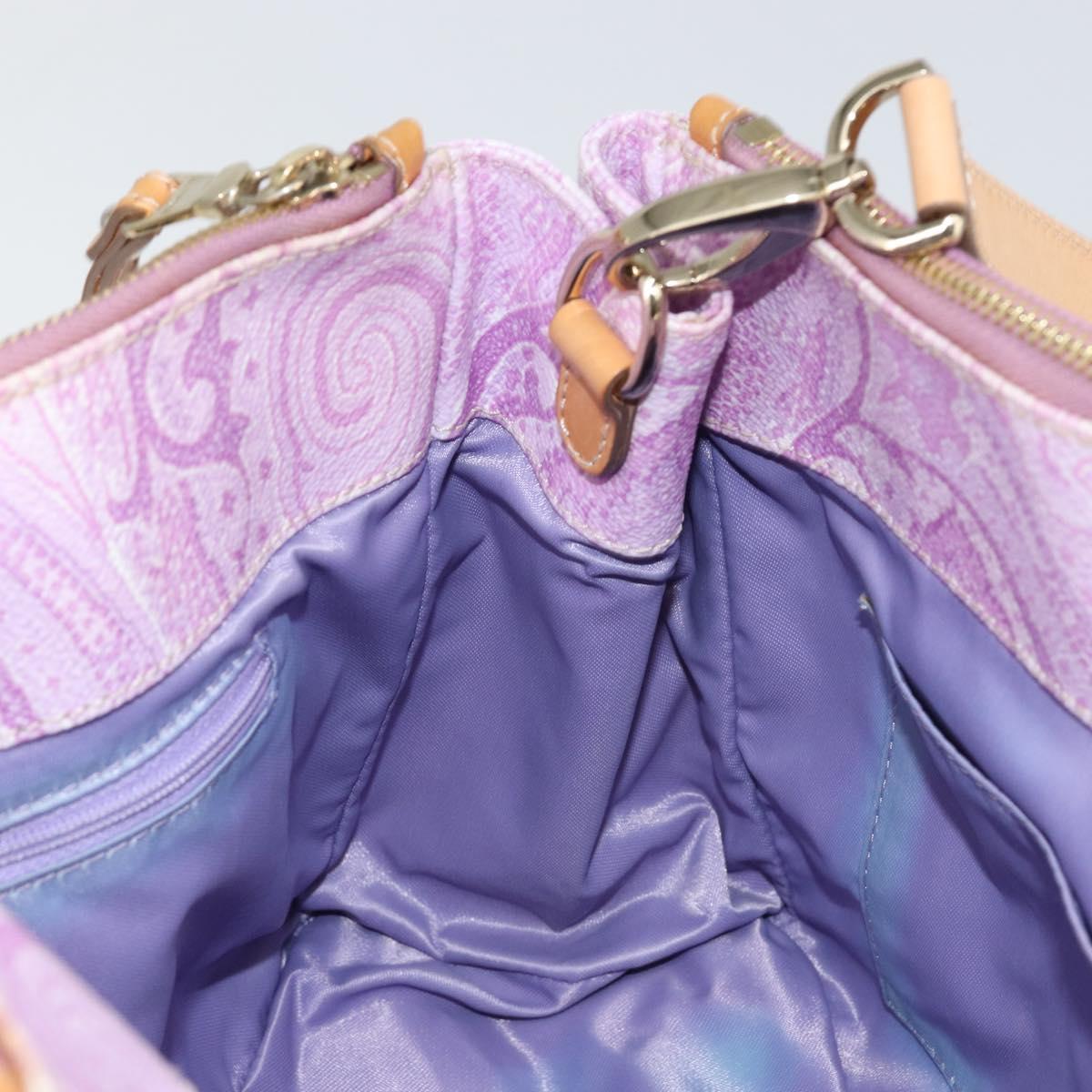 ETRO Paisley Hand Bag PVC Leather 2way Pink Gold Auth am9887