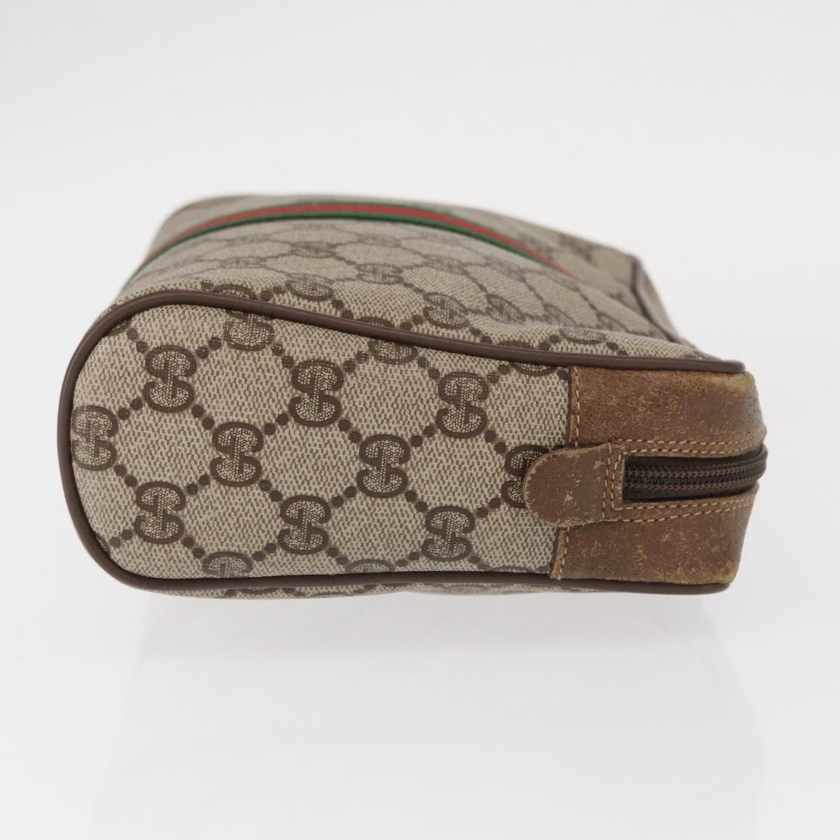 GUCCI GG Supreme Web Sherry Line Clutch Bag PVC Beige Gold 89 01 012 Auth am9888